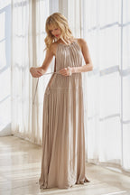 SAVANNAH RUFFLE HALTER MAXI DRESS