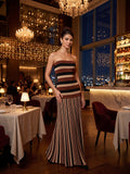 Anitta Mixed-Stripe Strapless Maxi Dress