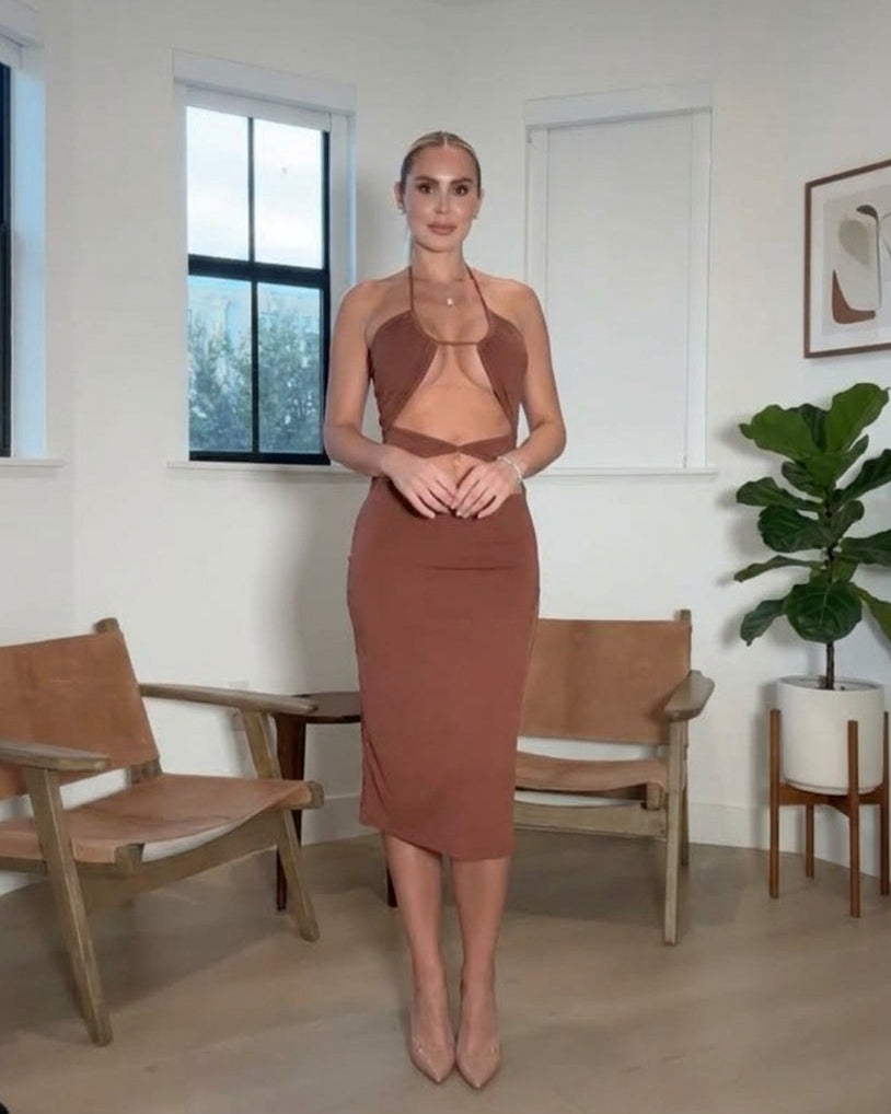 The Oasis Sultry Criss-Cross Midi Dress