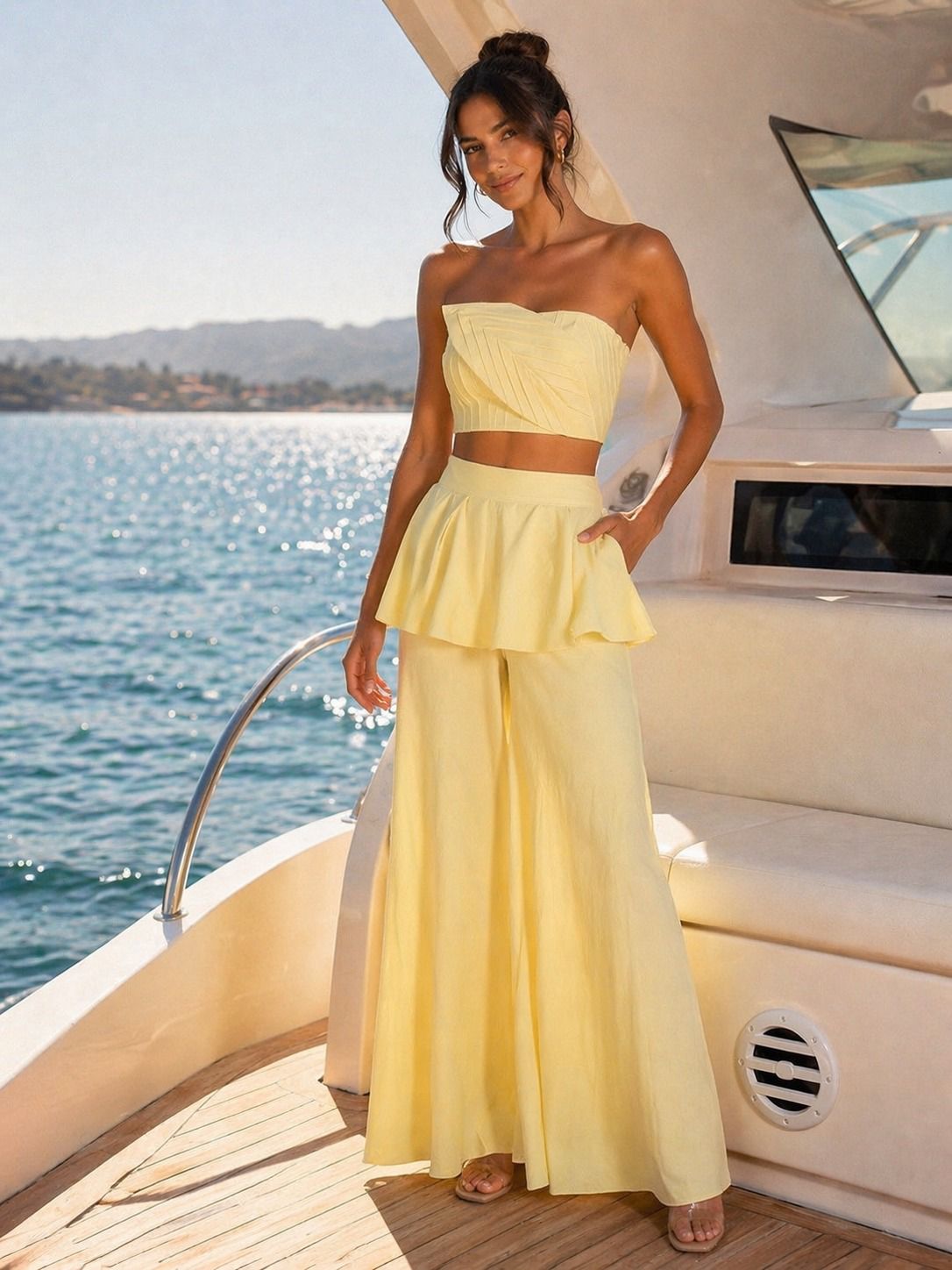 Powder Sculptural Peplum Two-Piece Set