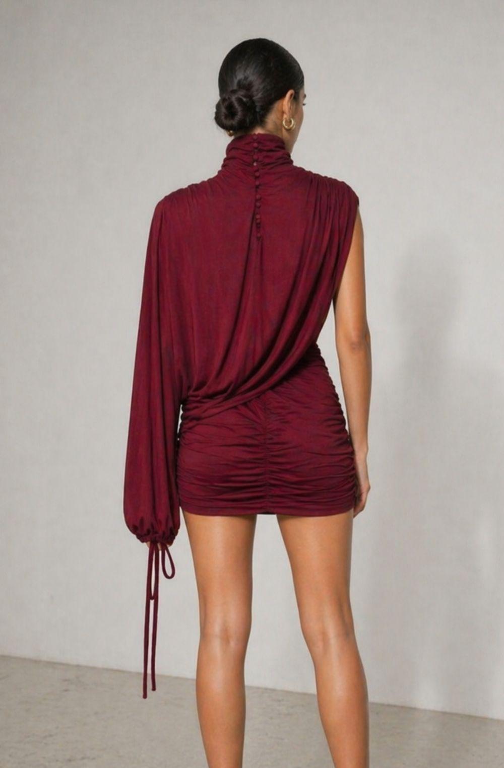 Lola Asymmetric Draped Ruched Dress