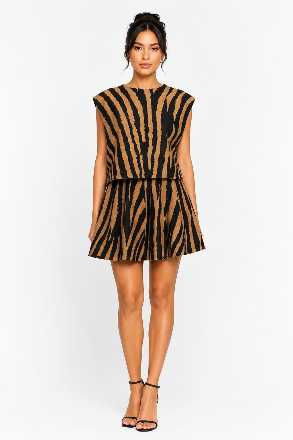 Print Structured Crop and Skirt Set