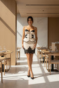 Contrast Lace Bustier and Mini Skirt Set