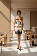 Contrast Lace Bustier and Mini Skirt Set